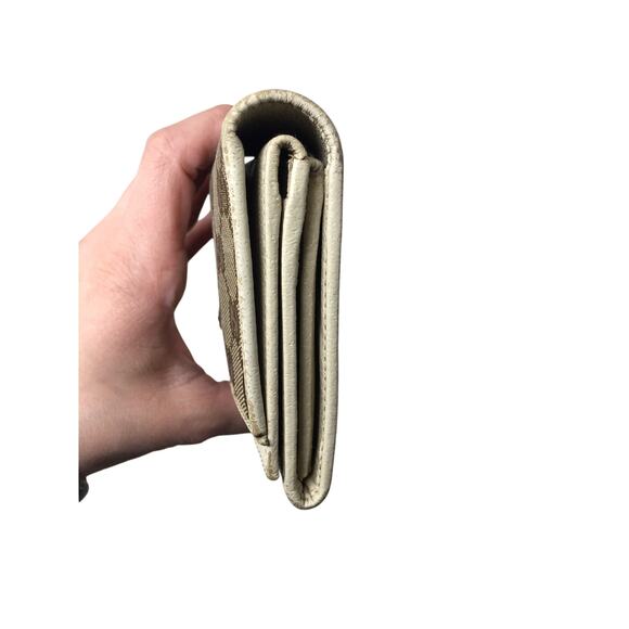 Gucci GG Canvas Beige and White Leather Double Layer Long Wallet - Picture 7 of 16